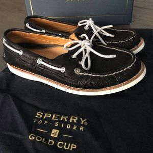 Women’s Sperry Topsider Gold Cup Black Shoes 7.5